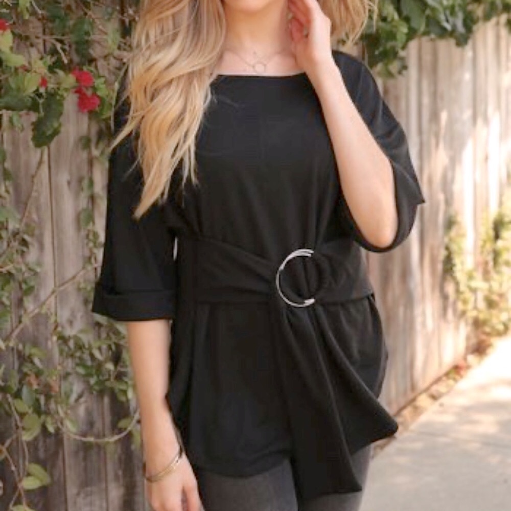 Size Med Black Ring-Accent by Hippie Chic